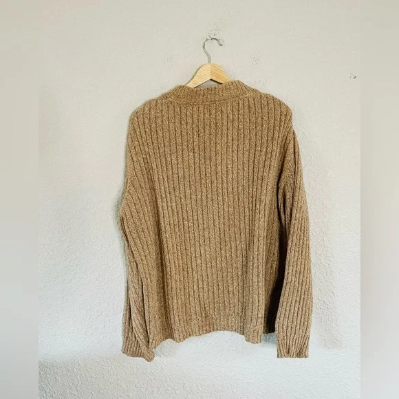 Vintage NorthCrest Tan 100% Cotton Half Button Sweater - Picture 4 of 10